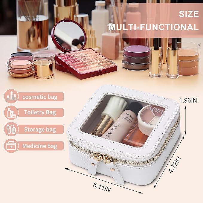 Pinkmik Mini Clear Makeup Bag, White, MINI-1 | Small Size, Zipper Closure, Cosmetic & Toiletry Case, Purse Organizer, Car Essentials - Image 3