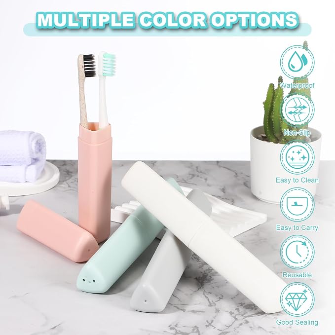 uxcell 2Pcs Travel Toothbrush Case, 8.27 x 1.38 Portable Travel Toothbrush Holder, Plastic Toothpaste Container for Bathroom, Gym, Business Trip, Camping, Green - Image 4