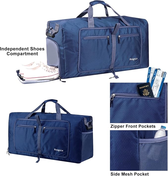 Woogwin Travel Duffel Bag Large Foldable Waterproof Overnight Bag for Beach Swim Bags Pool Sports Gym - Image 5