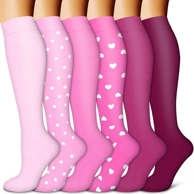 Copper Compression Socks for Women & Men (6 pairs) - Best Support for Nurses, Running, Hiking, Recovery by BLUEENJOY
