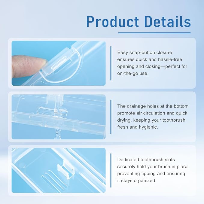 Travel Toothbrush Holder, Transparent (10-Pack) | Portable Travel Toothbrush Case Carries Toothbrushes and Toothpaste, Suitable for Travel, Home, And School - Image 3