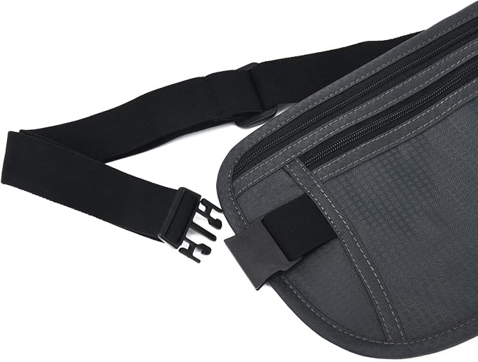 RFID Blocking Money Belt for Men Women, Slim Fanny Pack for Travel，Running,Conceal Waist Wallet for Passport Holder,Phone,Cash(Dark Grey) - Image 3