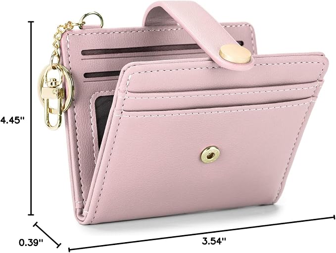 POIUGOYA Slim Wallet for Women,RFID Blocking Bifold Credit Card Holder with Zipper Coin Pocket,ID Window,Keychain - Image 7