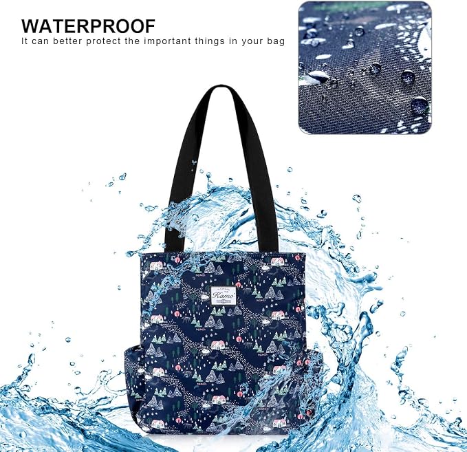 KAMO Floral Tote Bag - Waterproof Lightweight Handbags Travel Shoulder Bag for Hiking Yoga Gym Swimming Travel Beach - Image 6