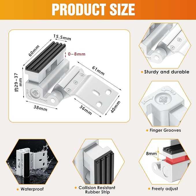 800lbs Force Door Reinforcement Lock - Heavy Duty Security for Inward Swing Doors, Aluminum Alloy Deadbolt with 8 Screws, for Apartment & Home Safety (2, White - Screw Fixation) - Image 3
