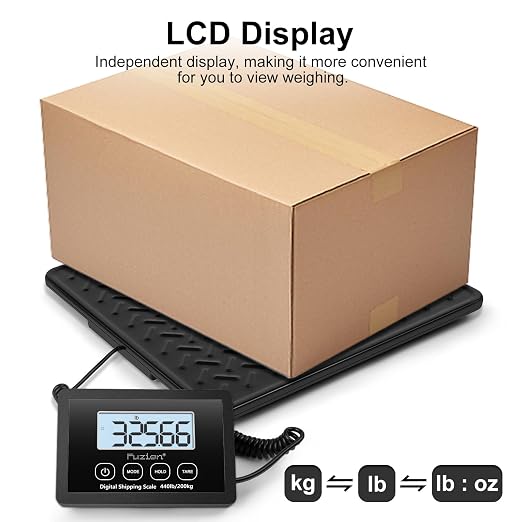 Fuzion Shipping Scale, 440LB x 10g High Accuracy Digital Postal Scale | Durable Alloy Steel Platform, Heavy Duty Scale for Packages, Luggage, Large Floor Scale Battery and AC Adapter Included - Image 4