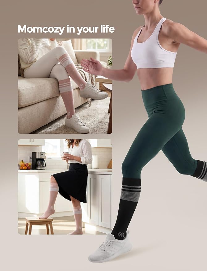 Momcozy Compression Socks for Women, 20-30 mmHg for Flying, Travel & Sports | 20-30 mmHg option: Enhanced support with zoned compression, Lycra fiber for lasting elasticity, silver-infused for freshness - Image 8