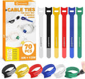 SummerBrite 70 Pack Multi-Color Cable Ties 6 Inch with Writable Labels, Reusable Cord Organizer Straps, Hook & Loop Wire Management for Identifying Electronics, Charging Cables, Home Office & PC by Summerbrite