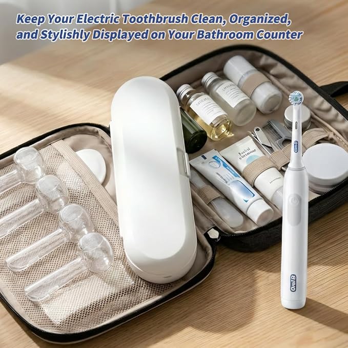 Electric Toothbrush Travel Case for Oral-B Toothbrushes - 4 Pcs Toothbrush Head Covers Compatible with Oral B Electric Toothbrush Heads (Blue) - Image 5