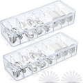 Tatuo 2 Pcs Cord Organizer for Drawer Desktop, Cable Organizer Box with 8 Compartments and Wire Ties, Plastic Charger Storage with Lid, Electronics Case for Home Office Accessories (Small,Clear) by Tatuo