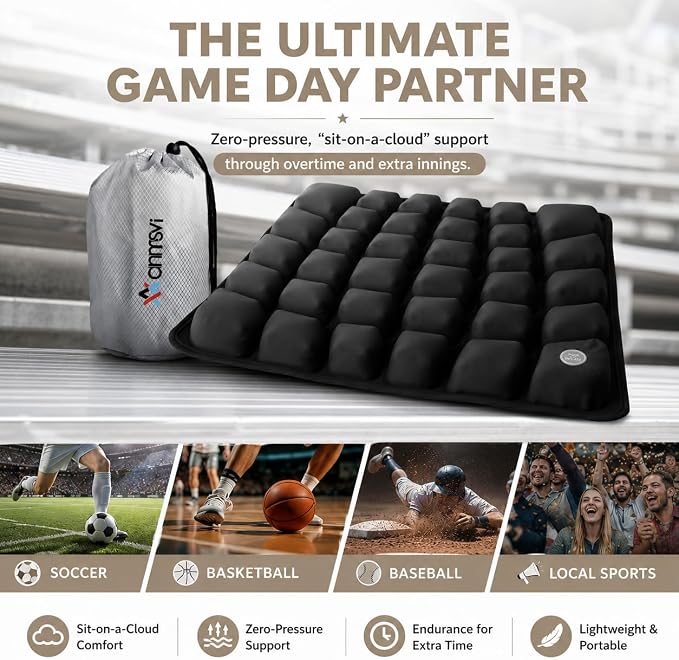 Everywhere Comfort Seat Cushion with Built-in Pump - Lightweight Foldable Air Cushion for Stadium, Travel, Office & Outdoor Seating - Ergonomic Pressure Relief Pad, 0.8 lb - Image 2
