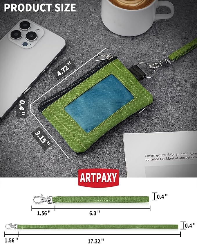 Artpaxy Minimalist Wallet For Mens Womens, Keychain RFID Blocking Zipper Small Wallet with ID Window 2 Lanyards,Water Resistant Travel Cash Card Coin Case Boys Girls - Image 3