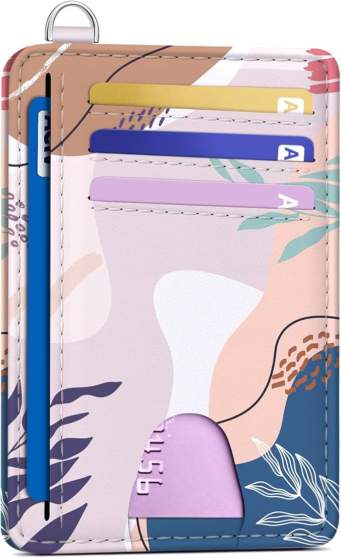 Mayski Slim Wallet, Credit Card Holder for Women, Minimalist Front Pocket RFID Blocking Card Cases, Small Wallet Women Men(Leaves2) by SLIMELEGANCEPERSONIFIED
