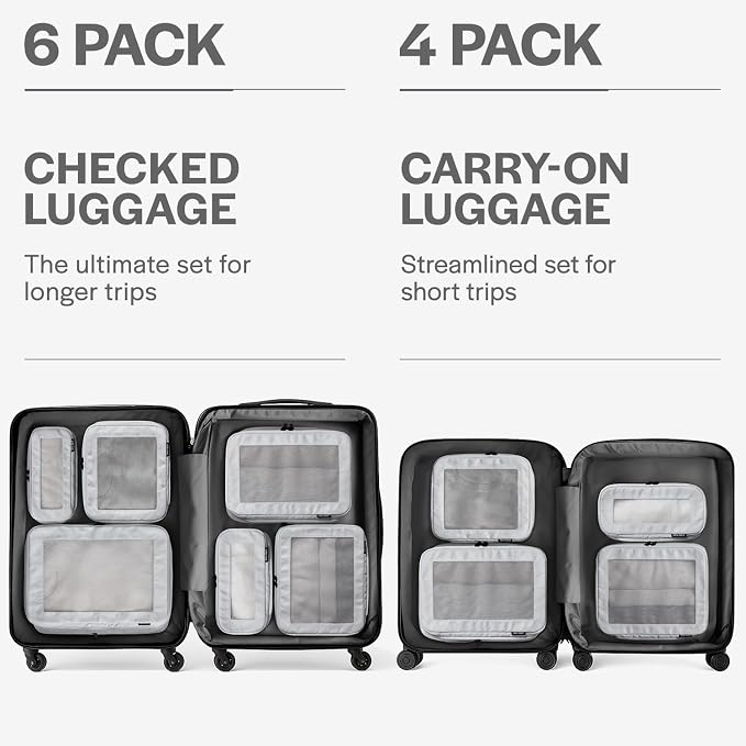 Compression Packing Cubes for Travel, 4-Pack, Light Grey | Solves overpacking, 4-Piece set fits most carry-ons, 50% Space savings, Compression luggage organizer bags - Image 4