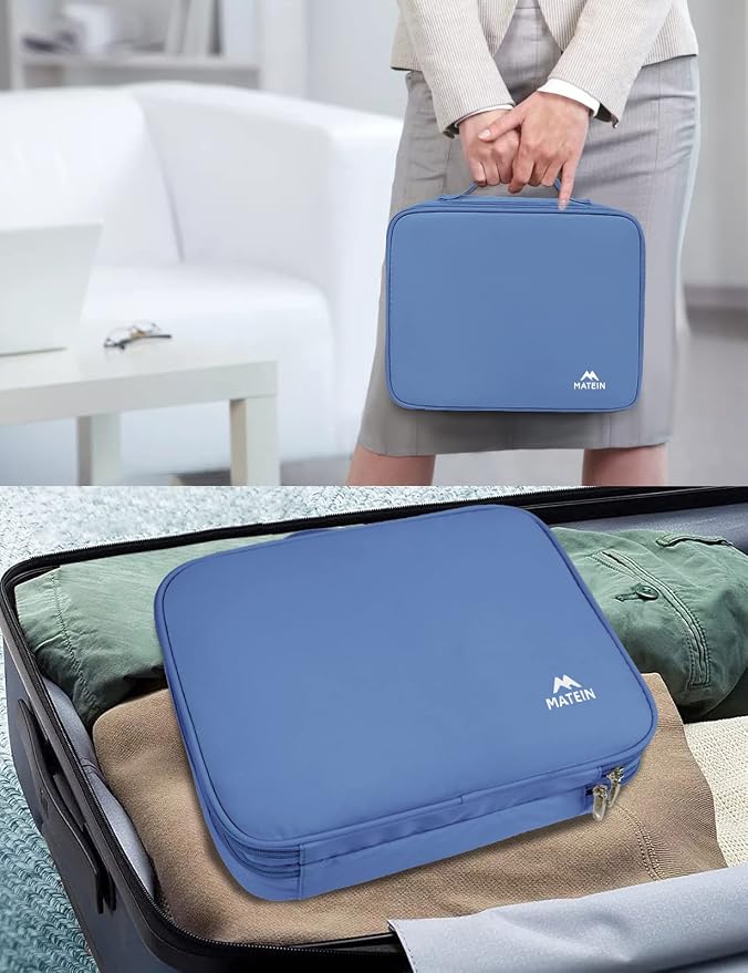 MATEIN USB Cable Organizer Bag, Water Resistant Large Travel Tech Organizer | Electronic Accessories Case with Handle for Tablet, Cable, USB, Hard Drive, Double Layers Travel Gift for Men and Women, Blue - Image 7