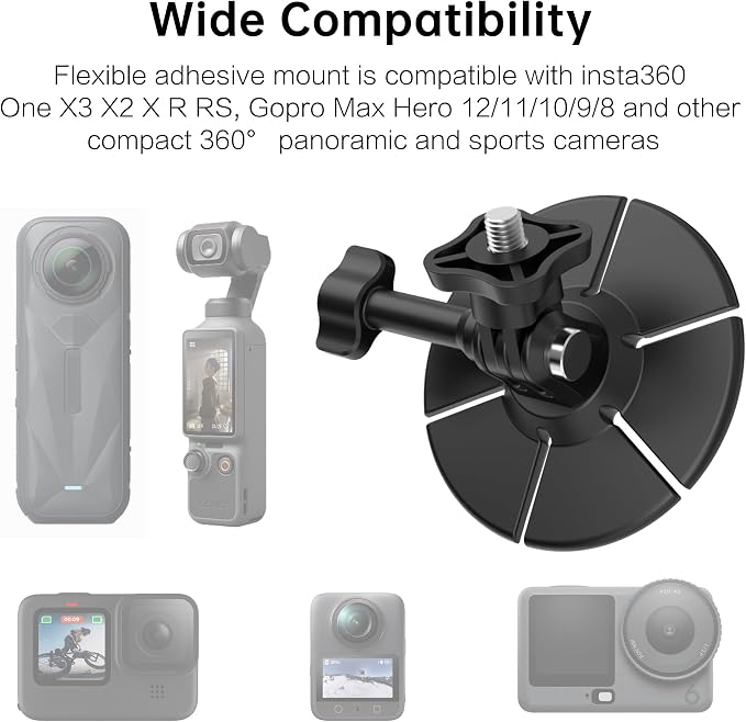 2Pcs Flexible Adhesive Mount for Action Camera 3M Sticky Helmet Mount | Curved Flat Base Kit Compatible with GoPro Hero Insta360 X5 X4 DJI Osmo Action, Motorcycle Bike Surfing Vlog Accessories - Image 6