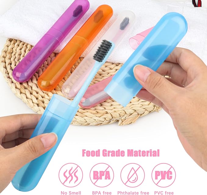 6 Pack Travel Toothbrush Case, Breathable Portable Toothbrush Holder, Plastic Toothbrush Cover Container for Couples Valentine Gifts, Traveling, Bathroom, School, Home, Business, Camping - Image 3