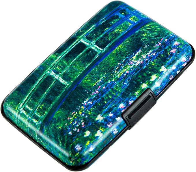 Credit Card Holder Wallet for Women Men RFID Blocking Small Metal Business Aluminum Protector Sleeves Slim Mini Cards Case (Bridge and Water Lily Pond) by Kaabao