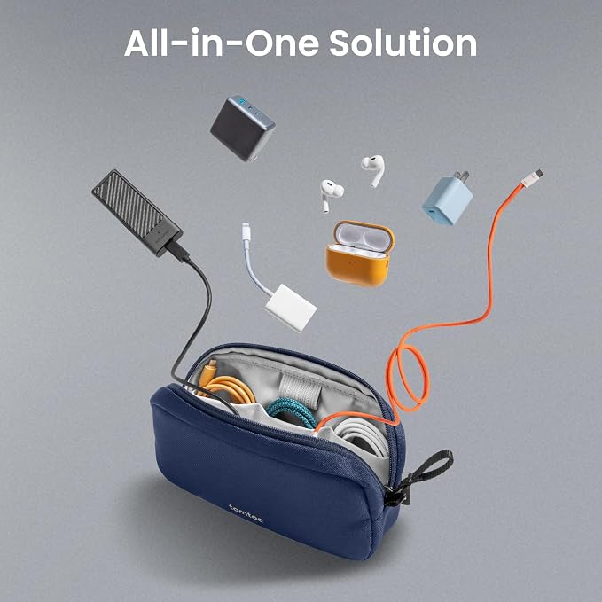 tomtoc Electronics Organizer Travel Case, Cable Organizer for Essentials | Water Resistant Tech Pouch Accessories Travel Bag Carry Storage for Cord, Phone, Cables, Airpods, USB Drive, Daily Items - Image 8