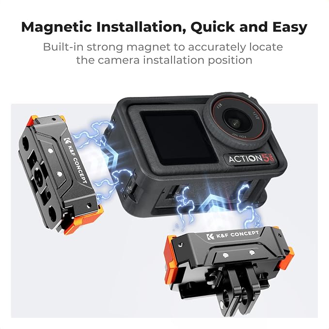 K&F CONCEPT Magnetic Quick Release Adapter Mount for DJI Osmo Action 5 Pro | Aluminum Alloy Bracket Expansion with 1/4 Screw Hole/Adapter Connection for DJI Osmo 360/Osmo Action 3/4 Accessories, PP06 - Image 2