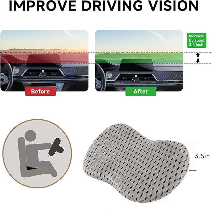 Livtribe Car Seat Cushion - Memory Foam Seat Pad for Sciatica & Lower Back Pain Relief - Driving Cushion with Breathable Mesh Cover - Road Trip Essentials for Drivers (3D Gray) - Image 4