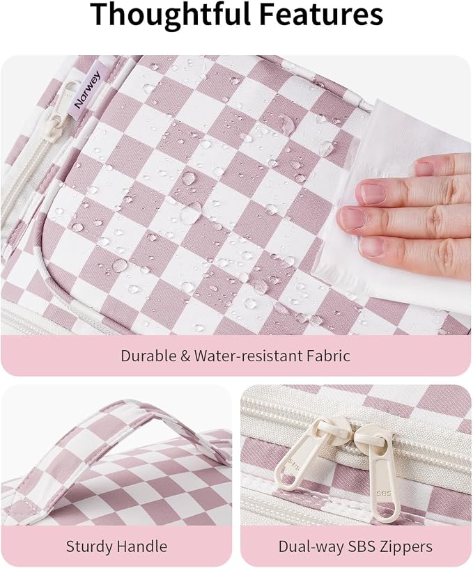Narwey Hanging Travel Toiletry Bag for Women, Large Makeup Cosmetic Bag | Wide Open, Organized Pocket, Dry Wet Separation, Portable Bathroom Travel Bag for Full Size Toiletries, Vivid Pattern, Gifts - Image 5