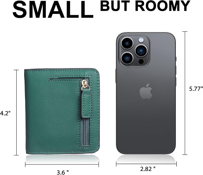Gostwo Small Wallet for Women, Slim Bifold Credit Card Holder, Compact RFID Blocking Cash Wallet, Billfolds Thin Leather Zipper Pocket, Mini Wallet Gift for Ladies Teen Girls Travel with ID Window - Image 4