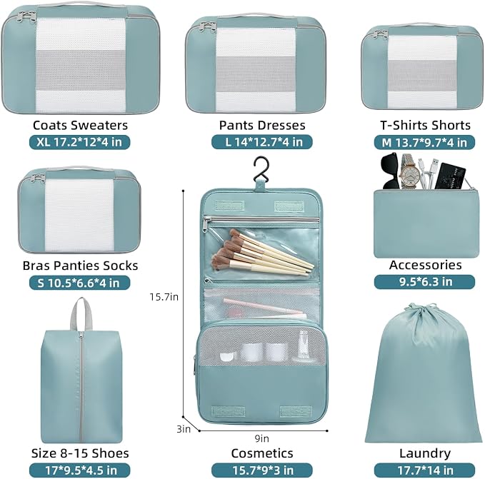 BAGAIL 6 Set/8 Set/10 Set Packing Cubes Various Sizes Packing Organizer for Travel Accessories Luggage Carry On Suitcase - Image 2