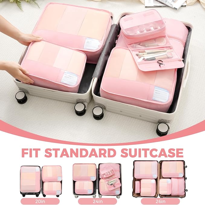BAGAIL 9 Set Packing Cubes with Packing List Luggage Packing Organizers for Travel Accessories (Pink) - Image 8
