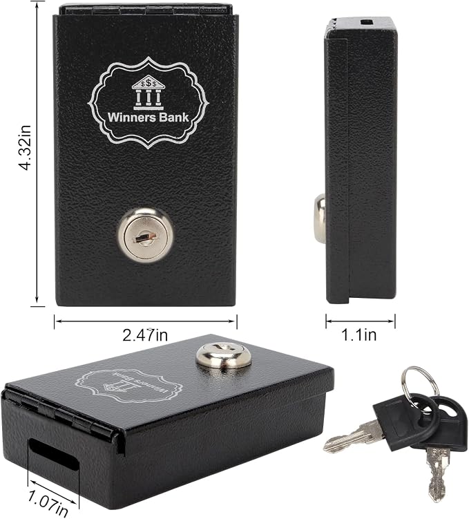 4.3 x 2.5 Inches Metal Box for Gambler with 2 Keys | Winners Bank Portable Safe Casino Money Pocket Sized Cash Box, Mini Lock Box Gambling Box For Cash Saving Go Home Money - Image 7