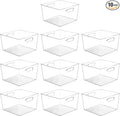Vtopmart 10 Pack Extra Large Clear Storage Bins, 11x11 Cube Organizer | Acrylic Cube Storage Bins, Plastic Containers with Handle for Pantry, Kitchen, Closet, Laundry Room, Bathroom, Under Sink by Vtopmart