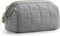BAGSMART Makeup Bag Travel Toiletry Bag, Puffy Padded Make Up Bags for Women Makeup Organizer Case, Wide-open Pouch Purse Travel Essentials Toiletries Accessories Brushes, Gray by BAGSMART