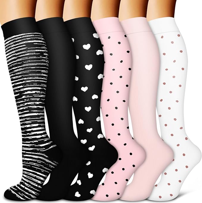 Copper Compression Socks for Women & Men (6 pairs) - Best Support for Nurses, Running, Hiking, Recovery by BLUEENJOY