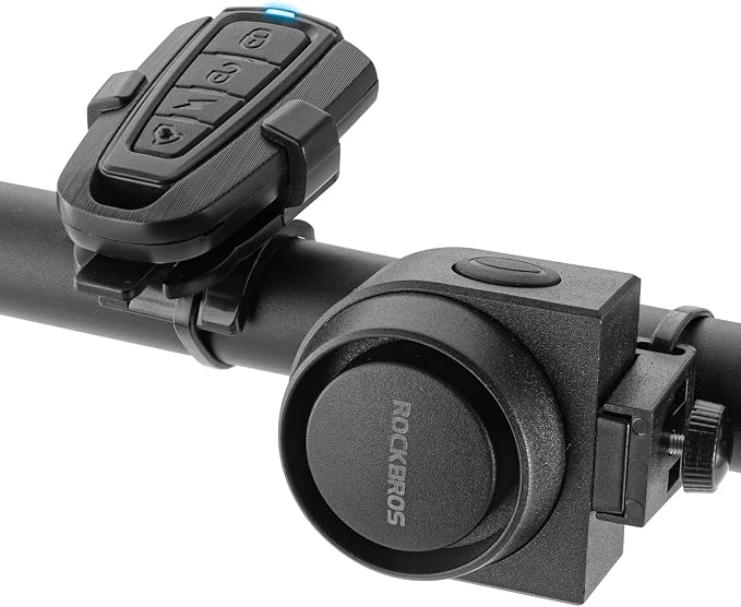 ROCKBROS 115dB Bike Alarm with Remote Vibration Motion Sensor Anti-Theft | IPX5 Waterproof, Wireless Remote Control, Vibration Anti-Theft Security System, Fit eBike Motorcycle Bicycle by ROCKBROS
