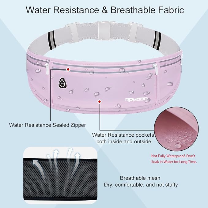 Running Fanny Pack for Women, Slim Running Belts for Men, Purple | Water Resistant Waist Pack, Large Capacity, Adjustable & Bounce Free, Breathable Phone Holder for Running Hiking Cards Key - Image 5