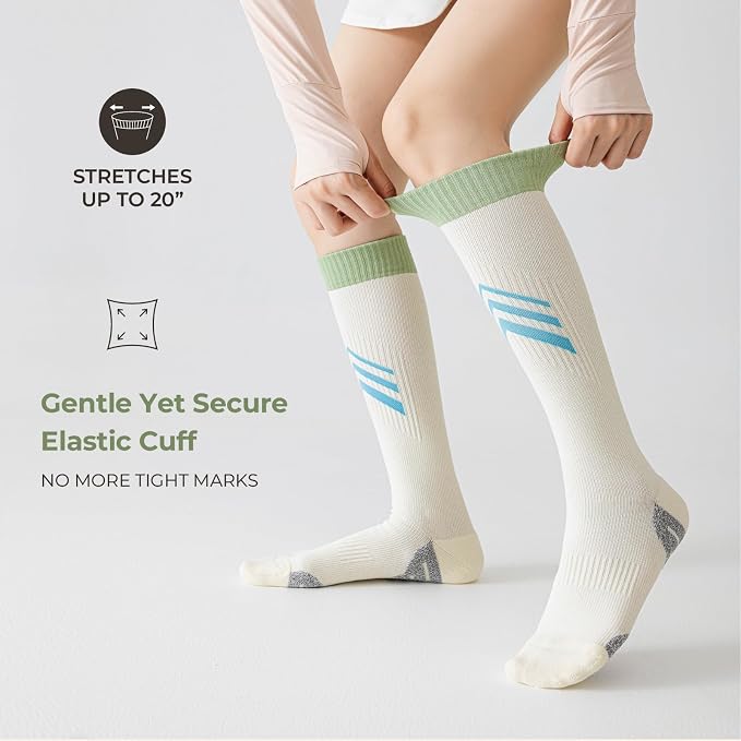TINYLEMON Wide Calf Compression Socks for Women & Men 15-20 mmHg Cushioned Sole Knee High Support Socks for Long Hours & Daily Wear - Image 4