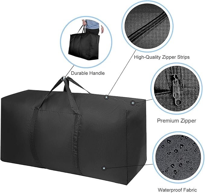 Extra Large Moving Bags with Strong Zippers & Carrying Handles, Storage Bags Storage Totes for Clothes, Moving Supplies, Space Saving, Oversized Storage Bag Organizer for Moving, Traveling (4 Pack) - Image 3