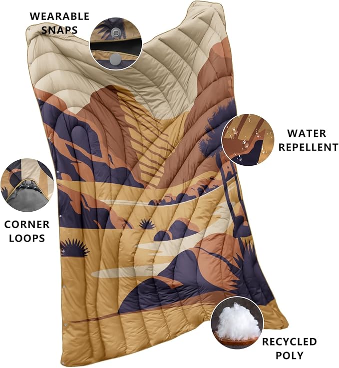 Camping Blanket,Puffy Printed Camp Blankets Lightweight Packable for Outdoor Camping,Traveling, Stadium, Hiking, Picnics - Image 3
