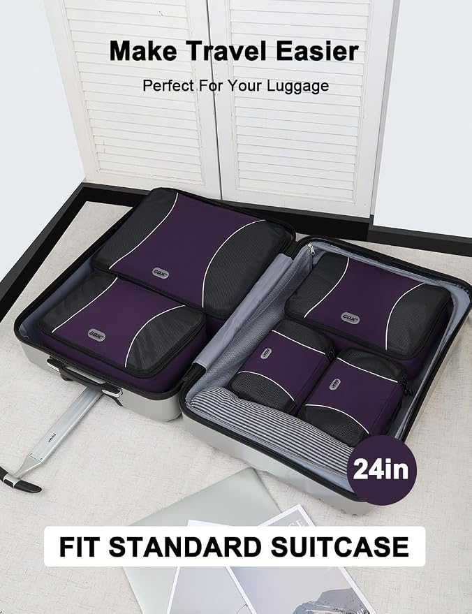GOX Ultra Light 5 piece Packing Cubes Travel Luggage Organizer 1 Large 2 Medium 2 Small - Image 3