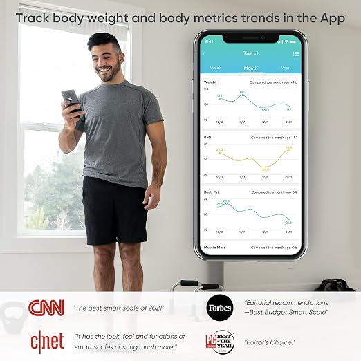 Wyze Smart Bathroom Scale & Body Analyzer, Bluetooth, 400 lbs, Navy Blue | Tracks 12 metrics, Crisp LED Display, Sync with Fitness Apps, Heart Rate Tracking, Auto-Recognition & Sharing - Image 8