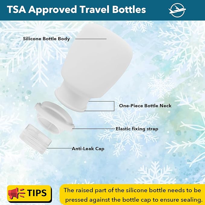1oz Silicone Travel Bottles for Toiletries (4-Pack), TSA Approved Leakproof Toiletry Bottles with Locking Lid, Refillable Travel Size Containers for Shampoo, Body Wash, Camping & Trips (Grey White) - Image 2
