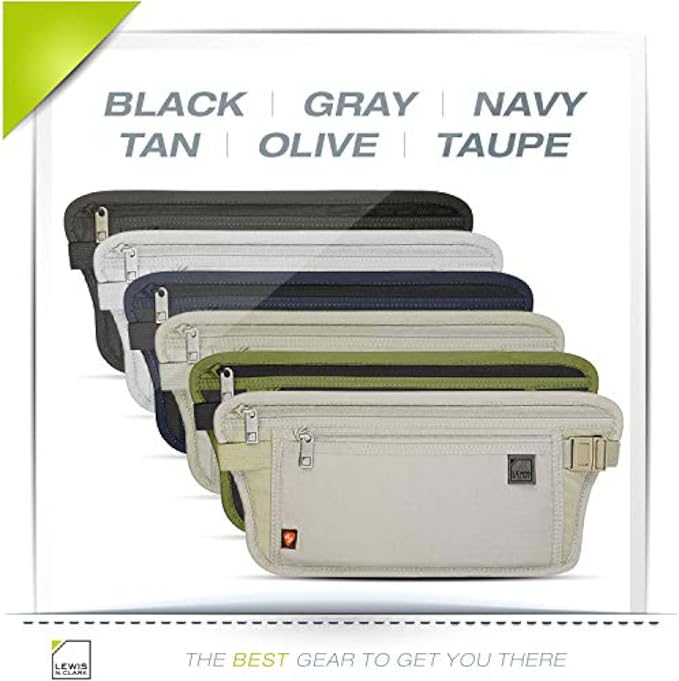 Lewis N. Clark Travel Money Belt Pouch, Slim RFID Blocking Anti Theft Waist Stash Pouches for Cash, Cards and Passport Holder - Image 11