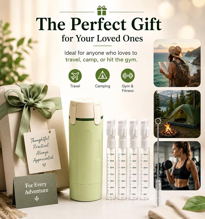 Green 4 in 1 Travel Dispenser for Toiletries, TSA Approved Leak Proof Refillable Travel Bottles for Shampoo, Conditioner, Lotion & Soap, Portable Travel-Size Container Accessories for Women & Men - Image 5
