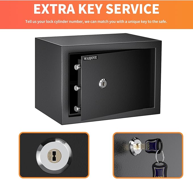 Cabinet Safe with Key for Money, 1.2 Cu Ft Key Lock Box | Safe Box Coffre Fort for Cash Jewelry Medicine Passport, Steel High Security Safety Box for Home/Office/Hotel - Image 6