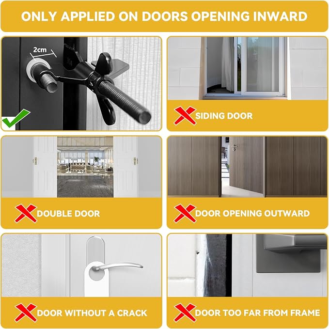Portable Door Lock, Hotel Travel Door Lock Security for Home, Black | Hotel Safety Device for Door Security, Portable Lock for Hotel Room, Apartment, College Dorm and Travel - Image 7