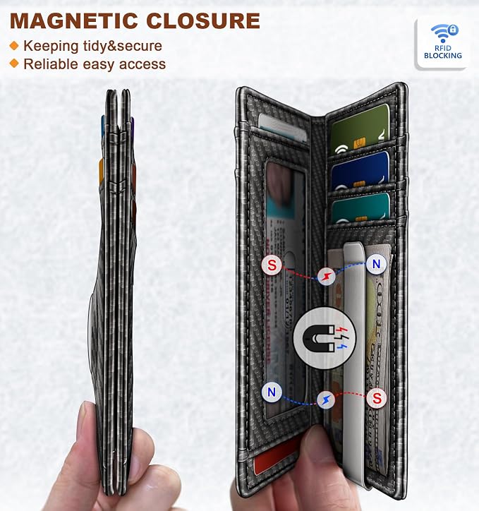 BULLIANT Magnetic Slim Leather Airtag Wallet Money Clip For Men 12Cards | RFID Blocking | Easy Access | Gift Boxed | Pocket Fit - Image 3