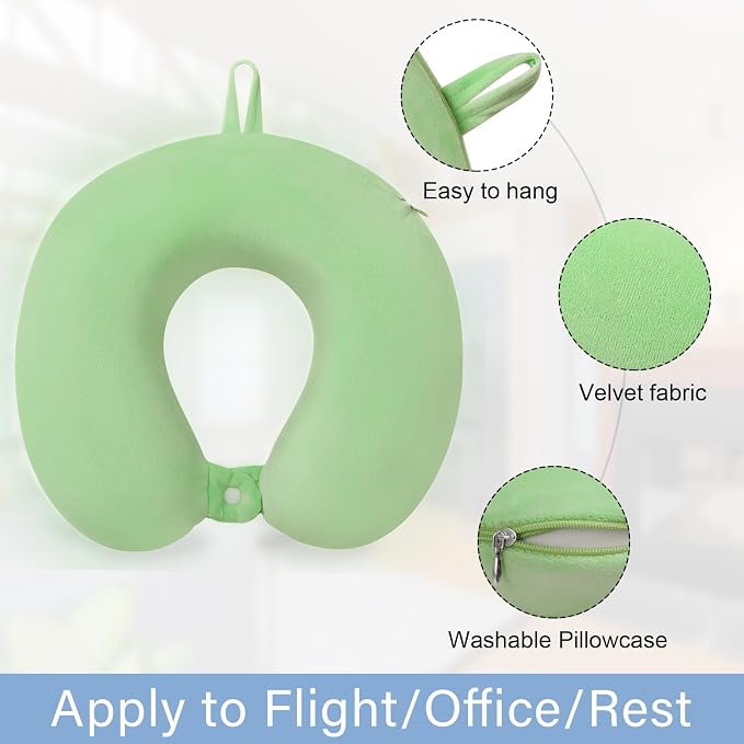Neck Pillows for Travel Comfortable Travel Neck Pillow U Shape Memory Foam Support Neck and Head Portable Neck Travel Pillow Suitable for Airplane Trains Car Travelings - Image 2