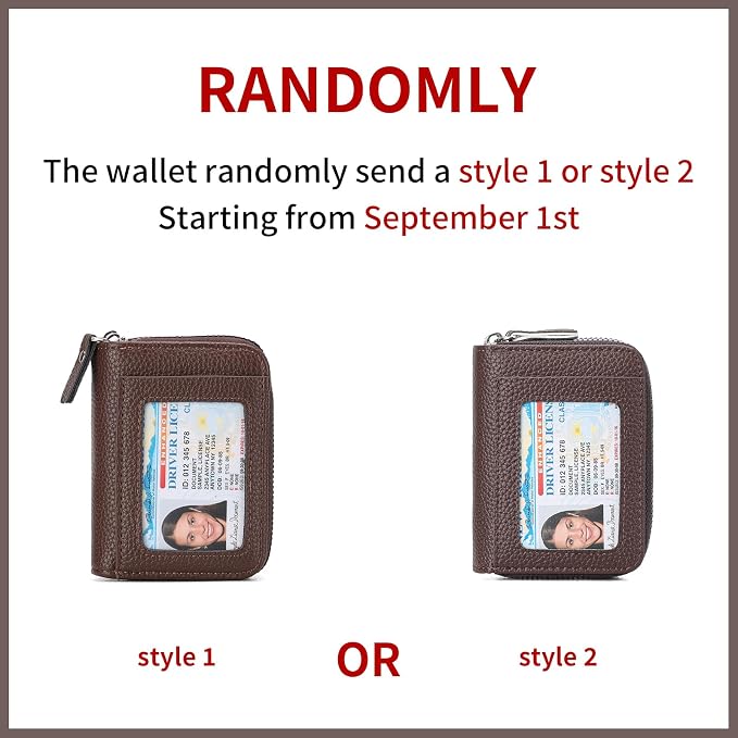 RNIEGA Credit Card Holder Wallet RFID Blocking Leather Small Wallet for Women Double Zipper Wallet with ID Window - Image 2