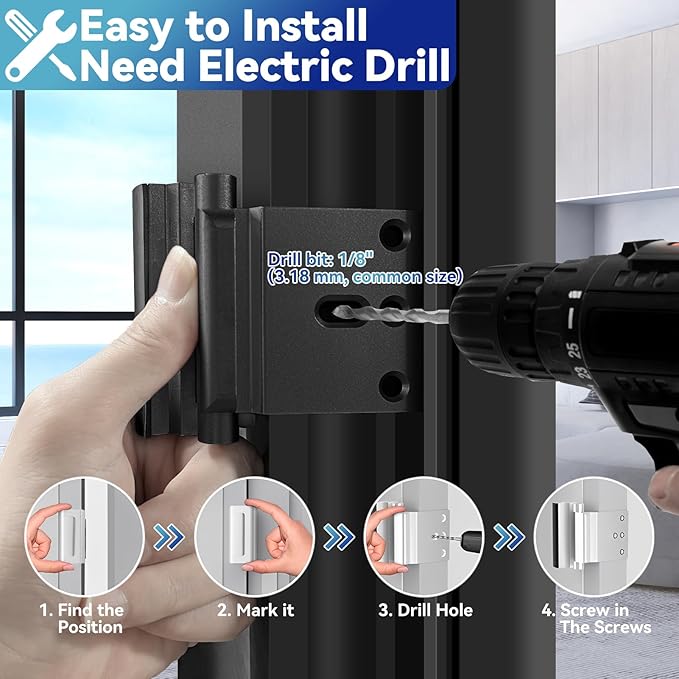 Door Reinforcement Lock, Home Security Door Lock, Child Proof, Silver | Door Safety Lock for Front Door, Toddler Proof Door Latch for Entry Door Security, Includes 8 Screws - Image 4