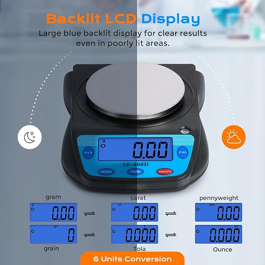 Digital Lab Scale 600g x 0.01g Precision Electronic Scale LCD Display Analytical Balance Jewelry Scale Scientific Scale 0.01g Accuracy - Image 3